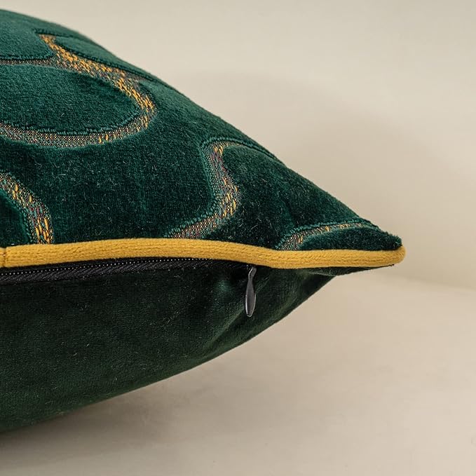 Yangest Green Square Throw Pillow Cover Wavy Velvet Cushion Cover Modern - Image 4