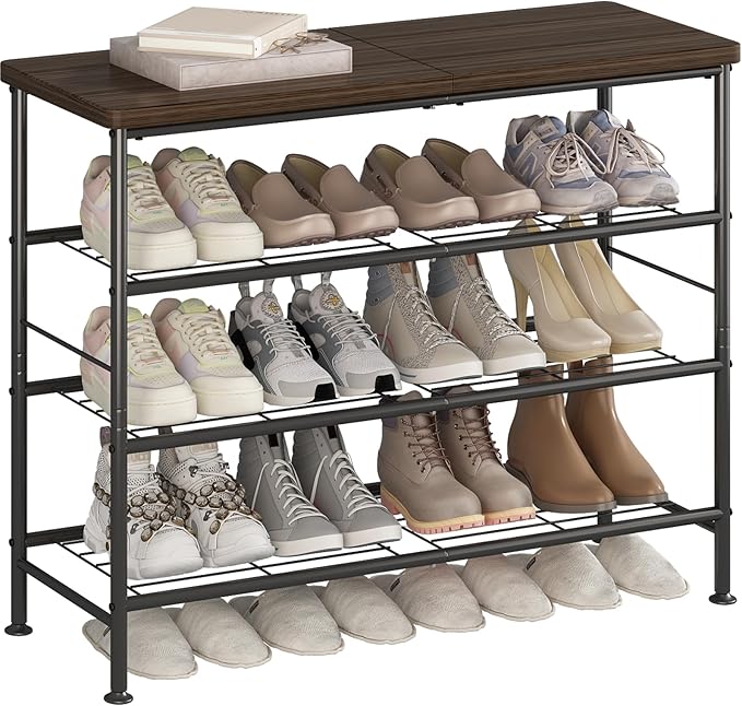 Shoe Rack Organizer 4 Tier for Closet Entryway Free Standing Metal Storage Shoe by MAKELIFESIMPLE