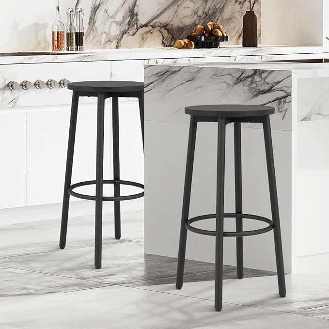 Athena Collection Bar Stools Set of 2, 25.5 Inches Round Counter Height Bar - Image 7