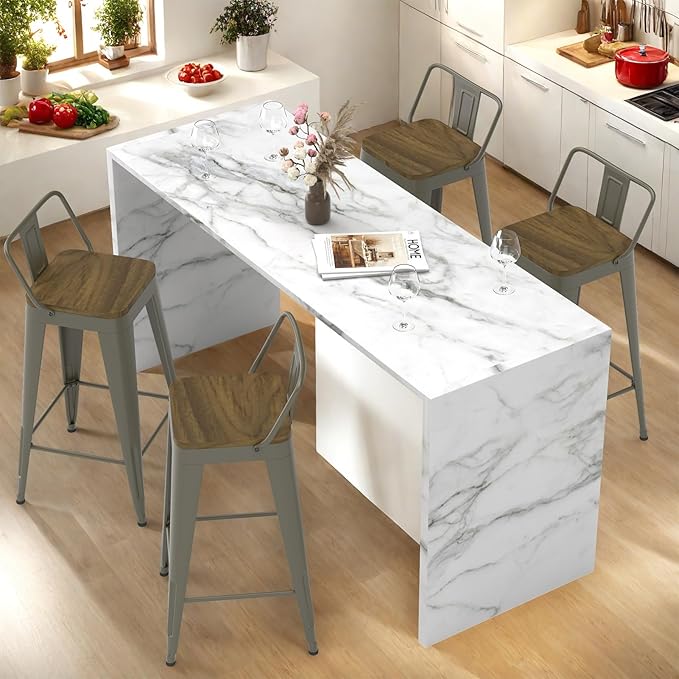 Rusty Bar Stools Set of 4, Metal Bar Stools - Image 2