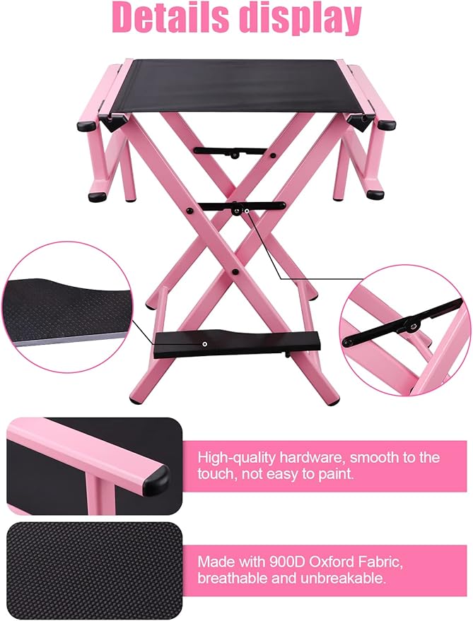 Lorvain Folable Makeup Artist Stool Chair, Protable Tall Folding Directors Chair - Image 4
