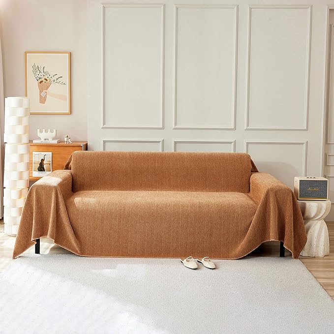 STACYPIK Orange Sofa Cover, Modern Chenille Couch Cover by STACYPIK