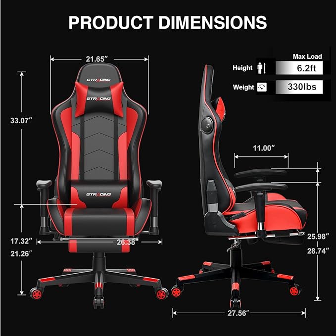 GTRACING Gaming Chair with Footrest Speakers Video Game Chair Bluetooth Music - Image 3
