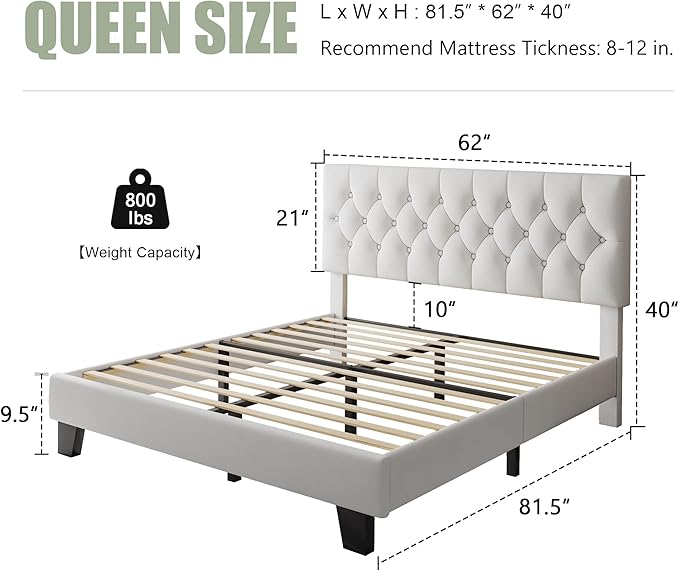 Feonase Velvet Queen Platform Bed Frame - Image 2