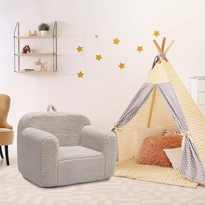 ALIMORDEN Kids Ultra-Soft Snuggle Foam Filled Chair, Toddler Cuddly Sherpa - Image 9