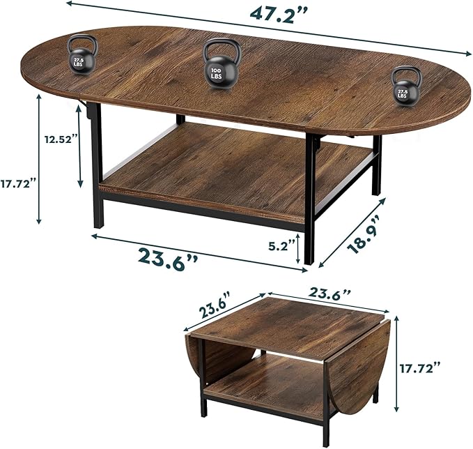 SAYGOER Folding Coffee Table for Living Room, Small Coffee Tables - Image 2