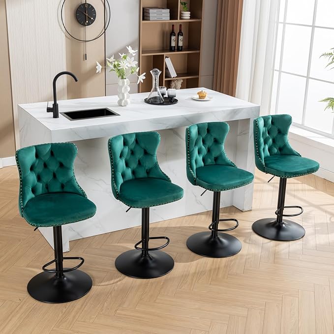 PacknWood Acosure Swivel Velvet Bar Stools Adjusatble Seat Height from 25-33" - Image 5