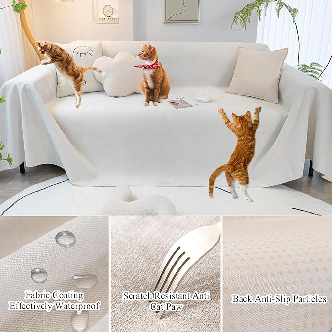STACYPIK Waterproof White Couch Cover, Anti-Scratch Pet Protector - Image 7