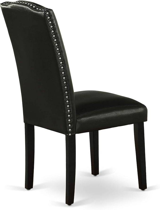 East West Furniture SHEN5-BLK-69 5 Piece Dining Room Table Set Includes a Round - Image 8