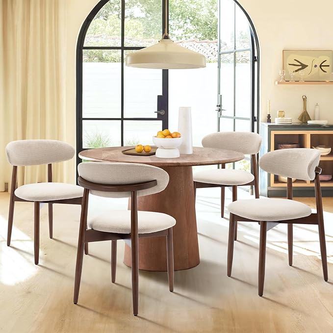 COLAMY Wooden Dining Chairs Set of 6, Modern Upholstered Fabric Dining Room - Image 3