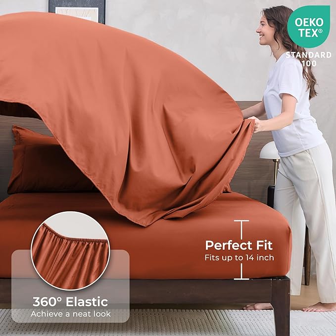 HEVUMYI Burnt Orange Full Comforter Set - Image 5