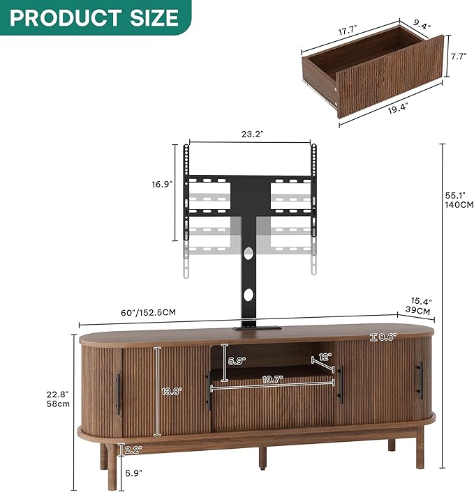 YITAHOME TV Stand with Mount and Power Outlet, Modern Entertainment Center with - Image 2