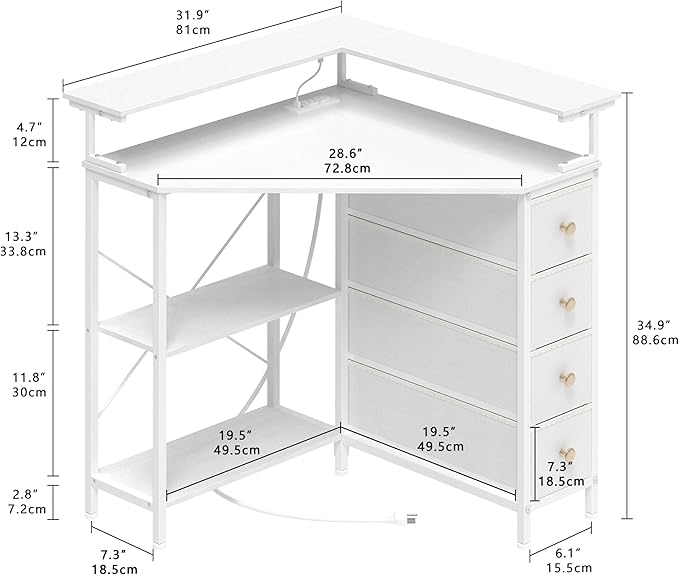 Corner Desk with Drawers Shelves - Image 3