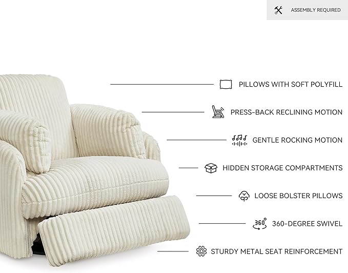 Signature Design by Ashley Tie-Breaker Contemporary Manual Press-Back Swivel - Image 4