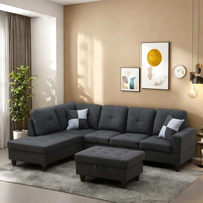 Sectional Couch with Ottoman Storage, L Shaped Sofa Furniture Sets, Modern - Image 3