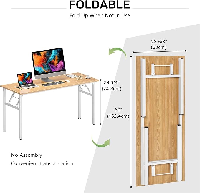 Need Home Office Desk Large Computer Desk 60 inch Sturdy Table Foldable Desk - Image 3
