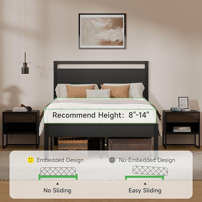 Z-hom Upgraded Full Size Bed Frame, Heavy Duty Metal Sturdy Full Bed Frame - Image 9