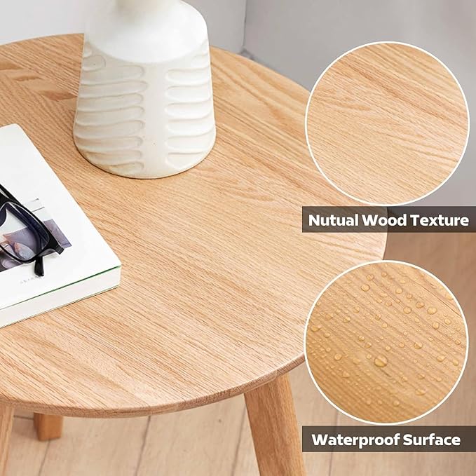 100% Solid Oak Small Tall Side Table, Mid Century Modern Coffee Table - Image 5