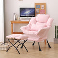 Lazy Chair with Ottoman, Modern Accent Chair with Lumbar Pillow, Comfy Chairs by DreamNookCozyLivingThoughtfulDesign