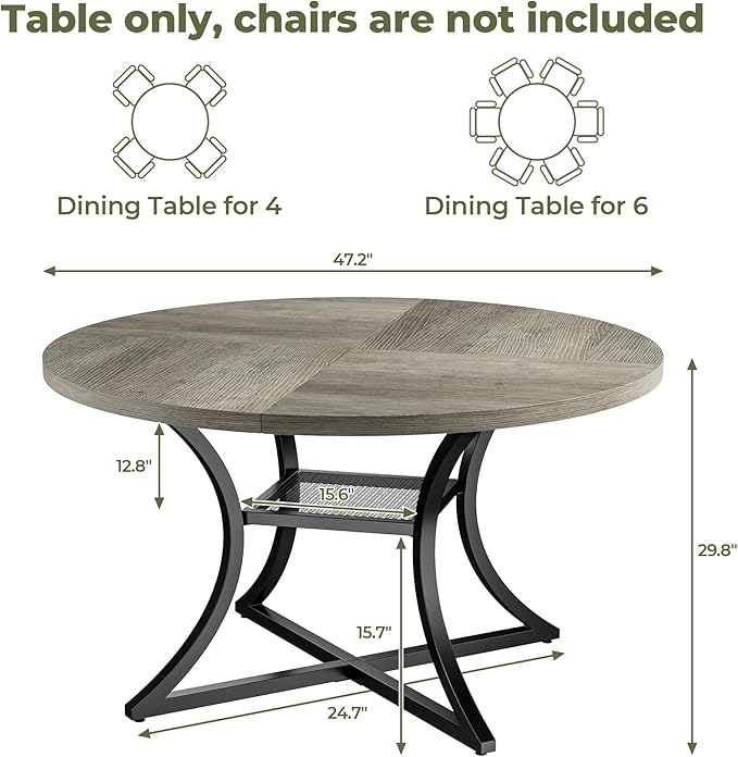 IRONCK 47.2" Round Dining Table - Image 2