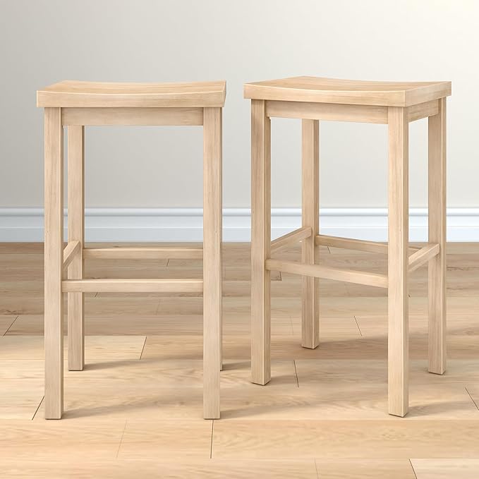 Grain & Grove Smith Collection Set of 2 Solid Wood Bar Stools, 30 inch by GrainGrove