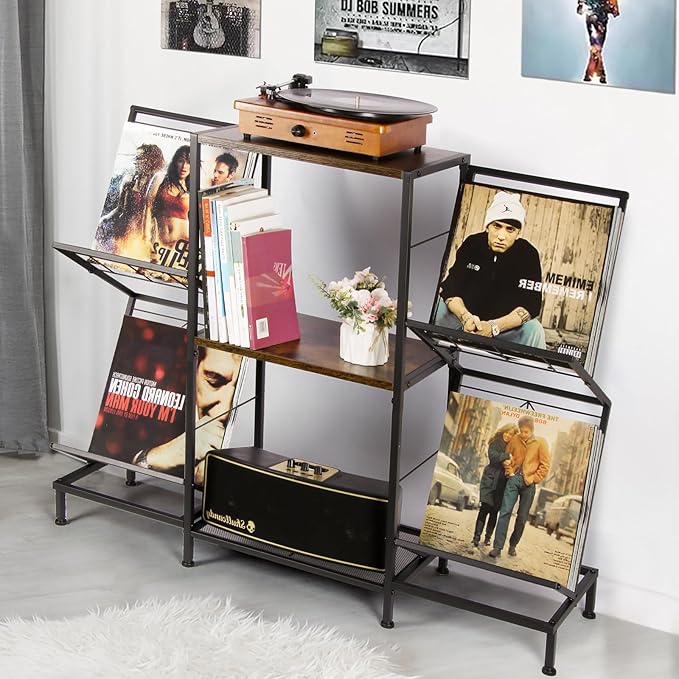 Record Player Stand with Vinyl Record Storage, Turntable Stand with 4-Tier - Image 7