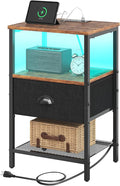 Sthmec Nightstands with Charging Station, LED Bedside Tables with Charging by Unknown