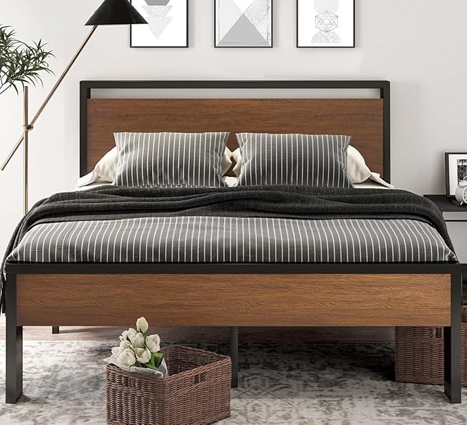 SHA CERLIN 14 Inch Queen Size Metal Platform Bed Frame - Image 3