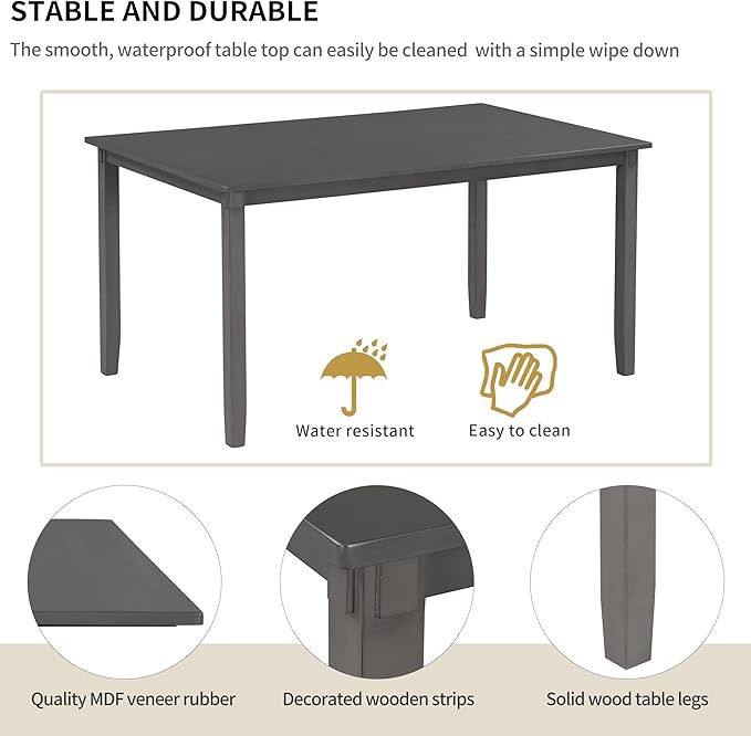 SogesPower 6-Piece Kitchen Dining Table Set - Image 7