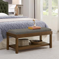 24KF Large Rectangular Storage Bench, Upholstered Seat Cushion, Ottoman Coffee by WEMARTHOMEDECOR