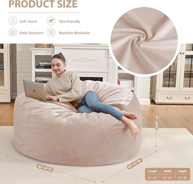 4FT Bean Bag Chair, Large Bean Bag Chairs - Image 3