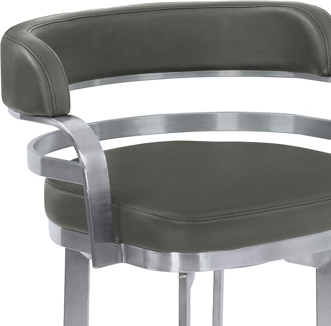 Armen Living Prinz 30" Bar Height Swivel Barstool in Grey Faux Leather and - Image 6