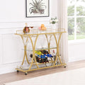 Gold Bar Carts with Glass Holders & Wine Rack, 3 Tier Home Bar Serving Carts by FABOMEI