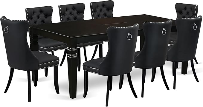 East West Furniture LGDA9-BLK-12 9 Piece Dining Table Set Consists of a by EastWestFurniture