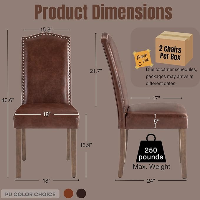 Stylish Upholstered Parsons Dining Chair PU Faux Leather - Image 3