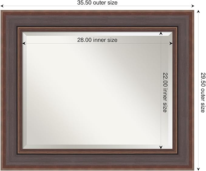 Amanti Art Brown Wall Mirror 30x36 Moab Brown Bronze Rectangle Bathroom Mirror - Image 3