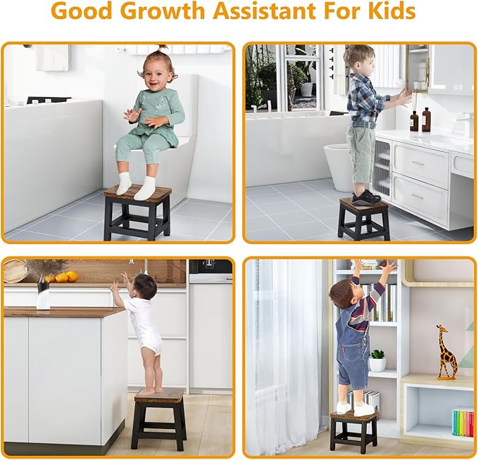 IBUYKE Small Step Stool for Adults Kids, Wooden Bedside Step Stool for High Beds - Image 7