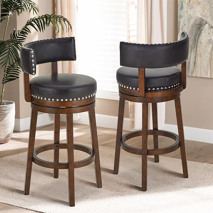 COLAMY Swivel Bar Stools Set of 2, 30 Inch Swivel Bar Height Bar Stools - Image 9