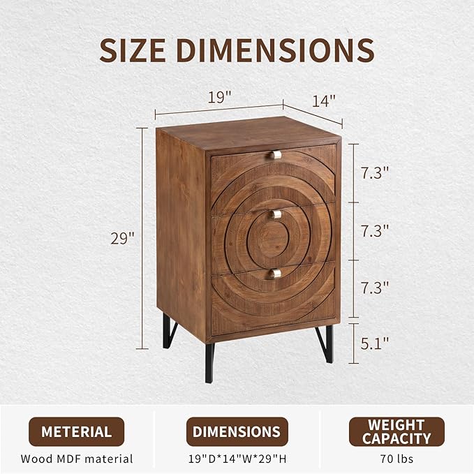 COSIEST Nightstand, Rustic End Table - Image 2