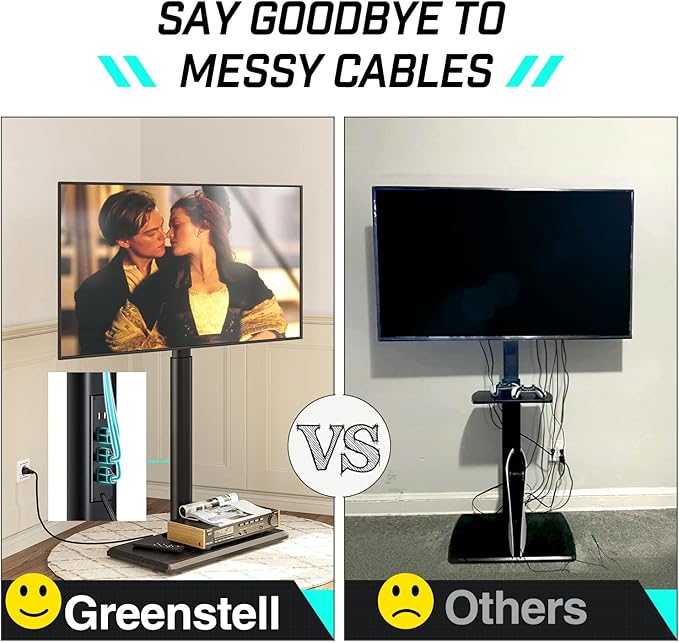 Greenstell TV Stand with Power Outlet, Universal Floor TV Stand - Image 3