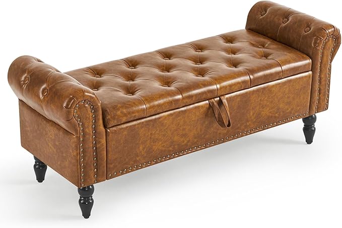 Furniliving Storage Ottoman Bench, Leather Benches End of Bed Bench by FurnilivingFurnitureforHome