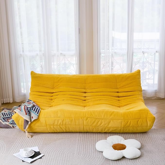 N&V Fireside Three Seater Sofa, Mid Century Armless Twin Size Floor Sofa - Image 3