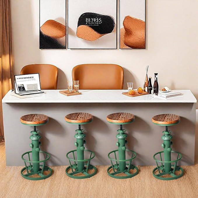 Vintage Bar Stool 24.8-30inch Counter Height Adjustable Industrial Coffee Chair - Image 2