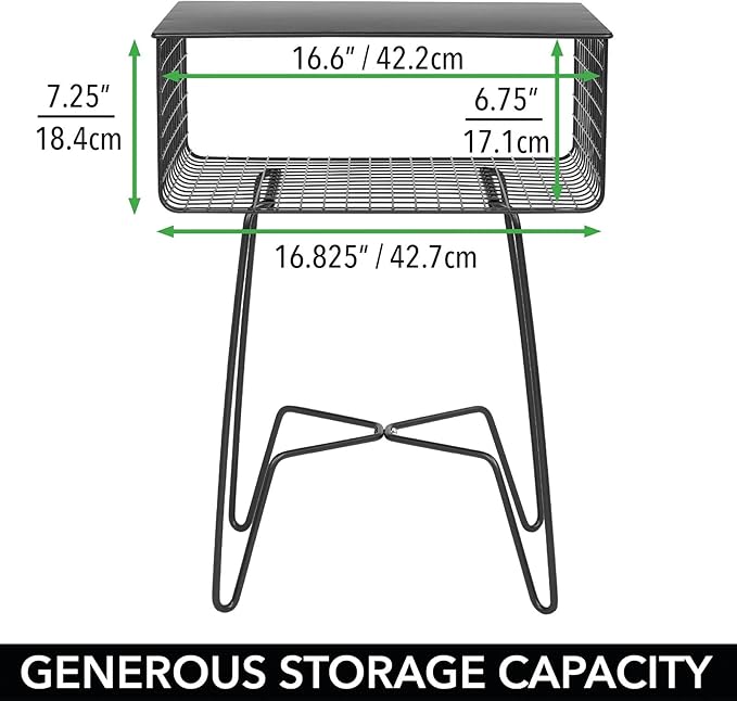 mDesign Steel Side Table Nightstand - Image 4