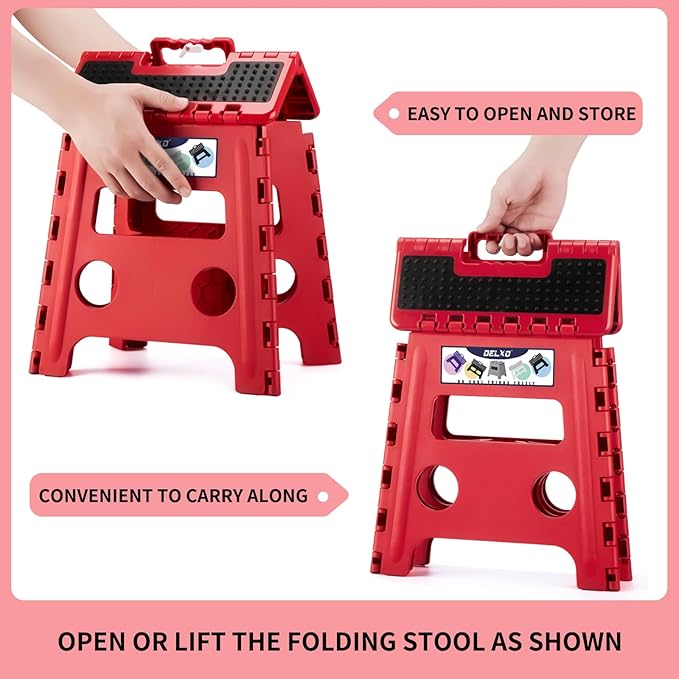 Delxo Folding Step Stool, Non-Slip Stool 13 inch Height Premium Heavy Duty - Image 5