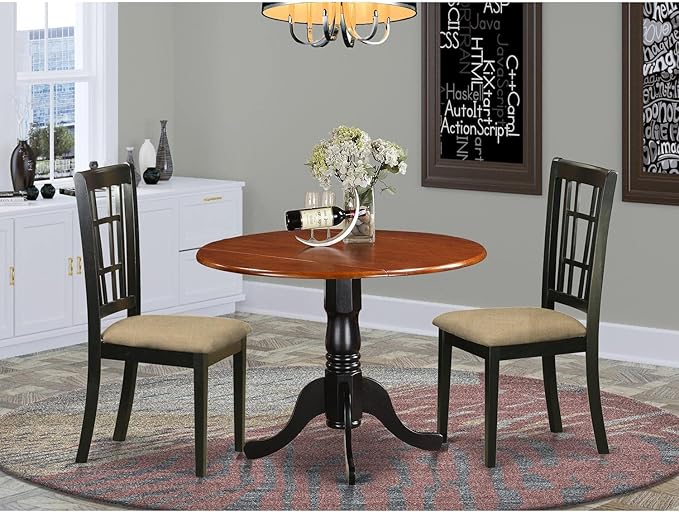 East West Furniture DLNI3-BCH-C 3 Piece Kitchen Table Set - Image 6