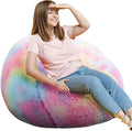Fluffy Bean Bag Chair, 3FT Round Memory Foam Filled Bean Bag by Unknown