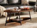 Shrine Glass Coffee Table, Glass and Wood Table, 43.3" D x 21.6" W x 15.7" H by SHRINELIGHTING