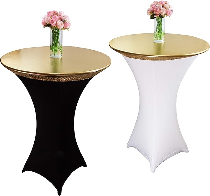 2-Pack Gold Spandex Table Topper Cap - Image 3