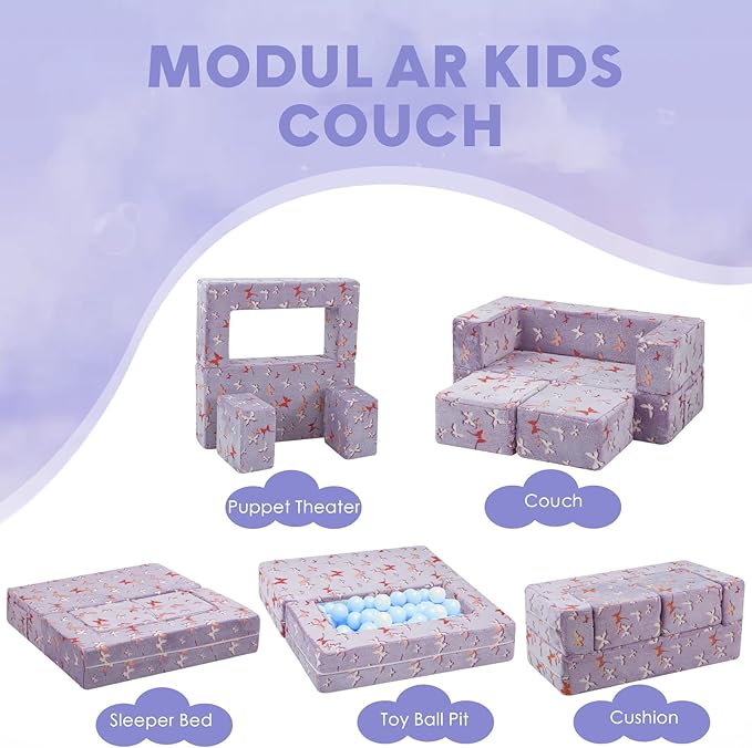 MeMoreCool Modular Kids Couch, Glow Play Toddler Couch - Image 9